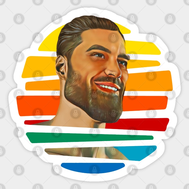 Retro Gigachad Meme Sticker by Lean Mean Meme Machine